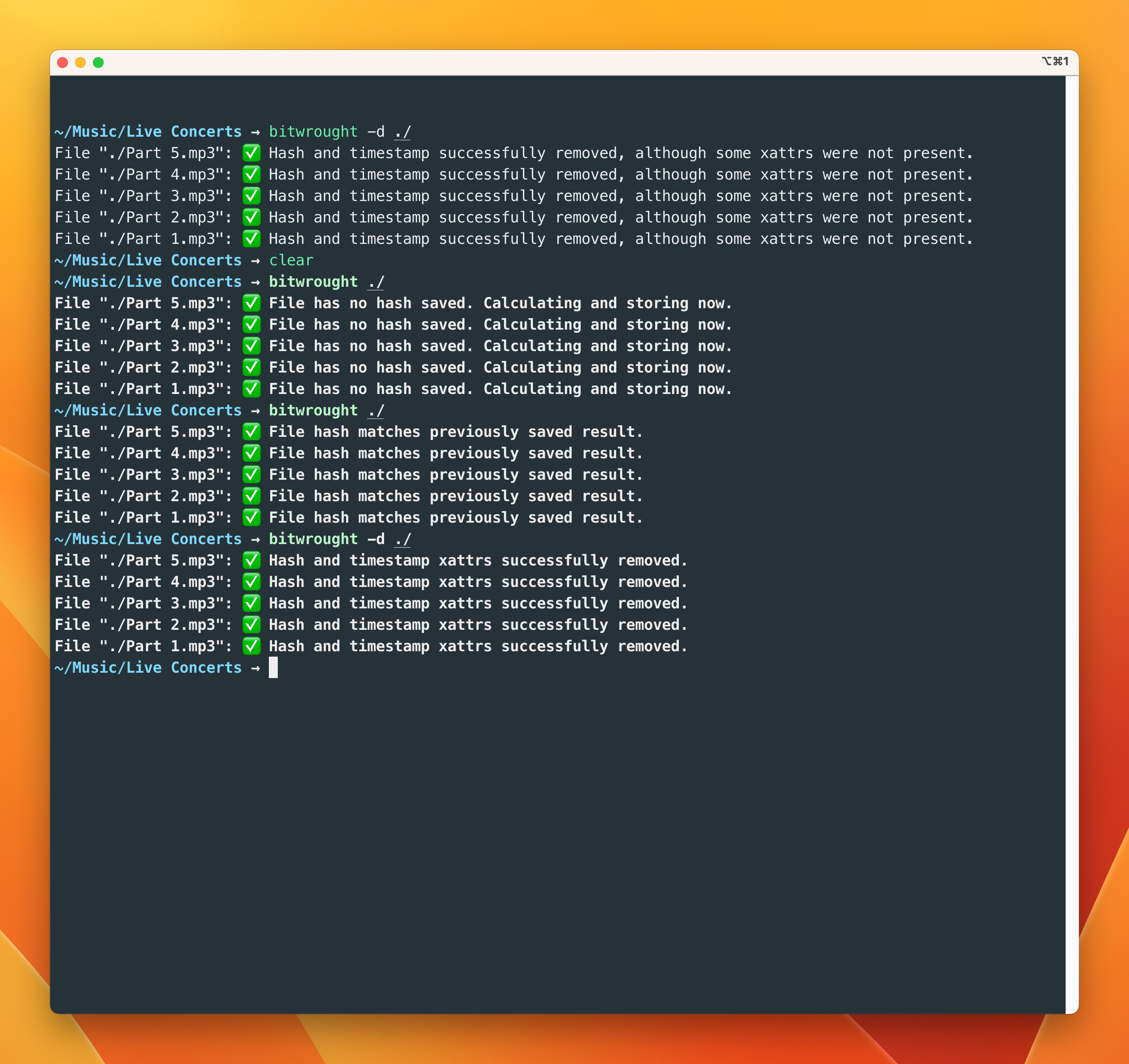image of bitwrought cli app in a terminal