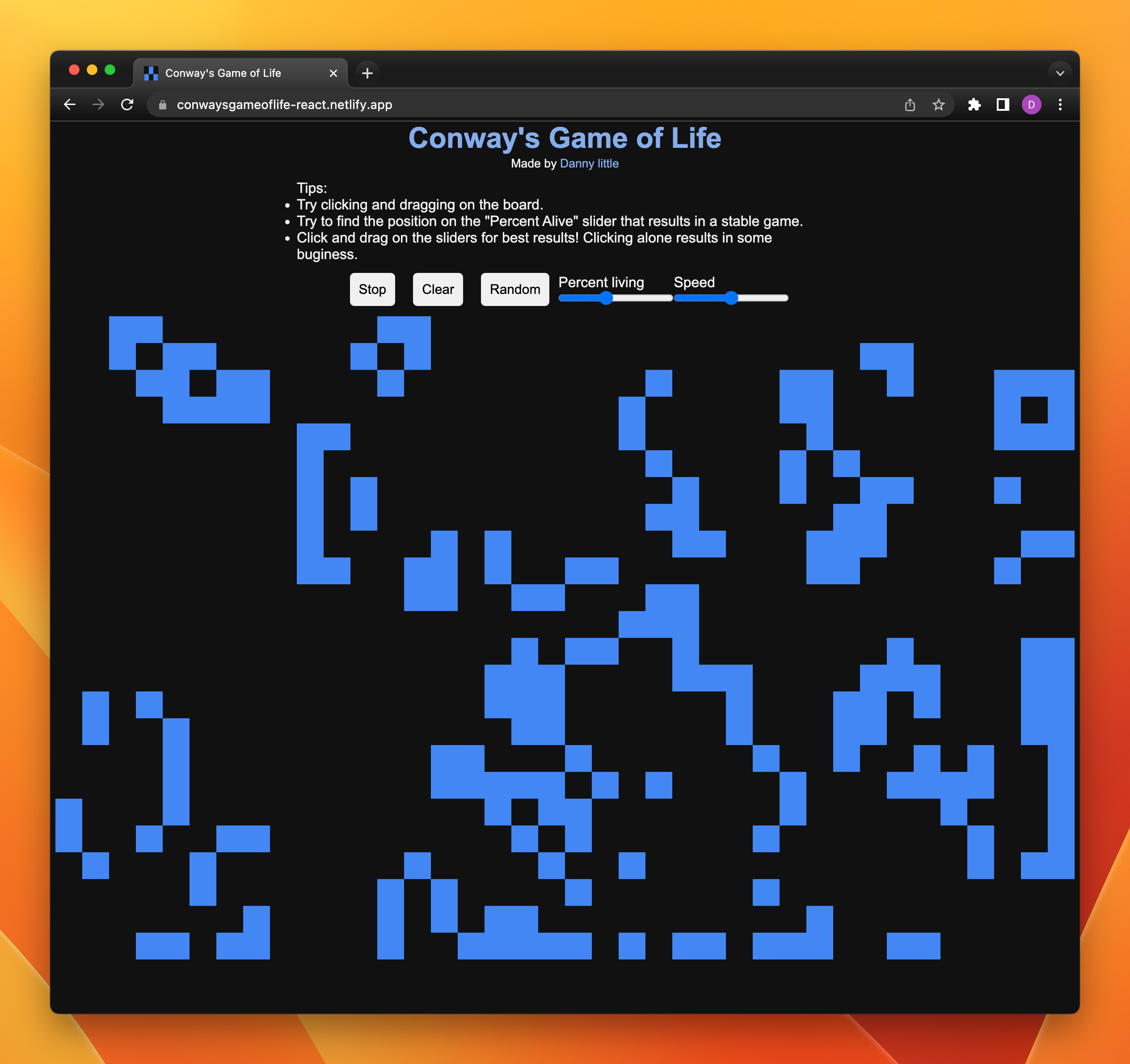 image of conway's game of life implementation
